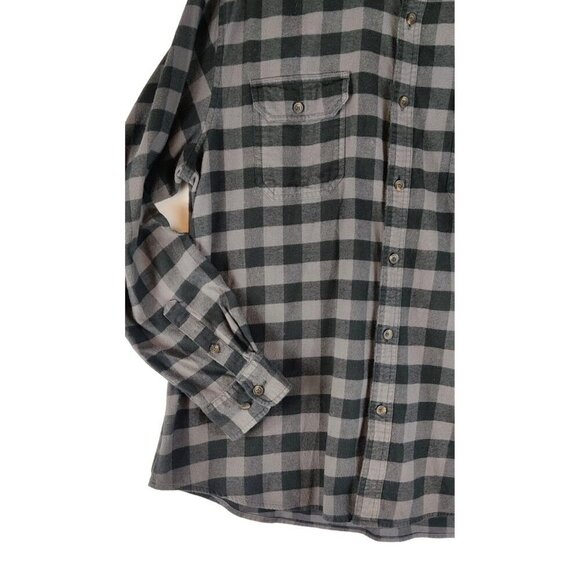Flannel Shirt by Dickies Gray Black Plaid Cotton Relaxed Fit Sz XL Pockets - Picture 12 of 12